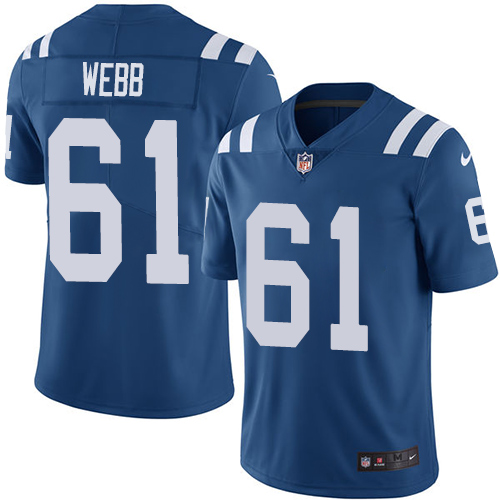 Indianapolis Colts #61 Limited Webb Royal Blue Nike NFL Home Men Vapor Untouchable jerseys->youth nfl jersey->Youth Jersey